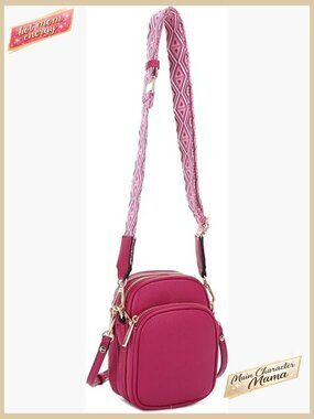 Small Vegan Leather Crossbody Bag Triple Compartment Adjustable Straps Chic